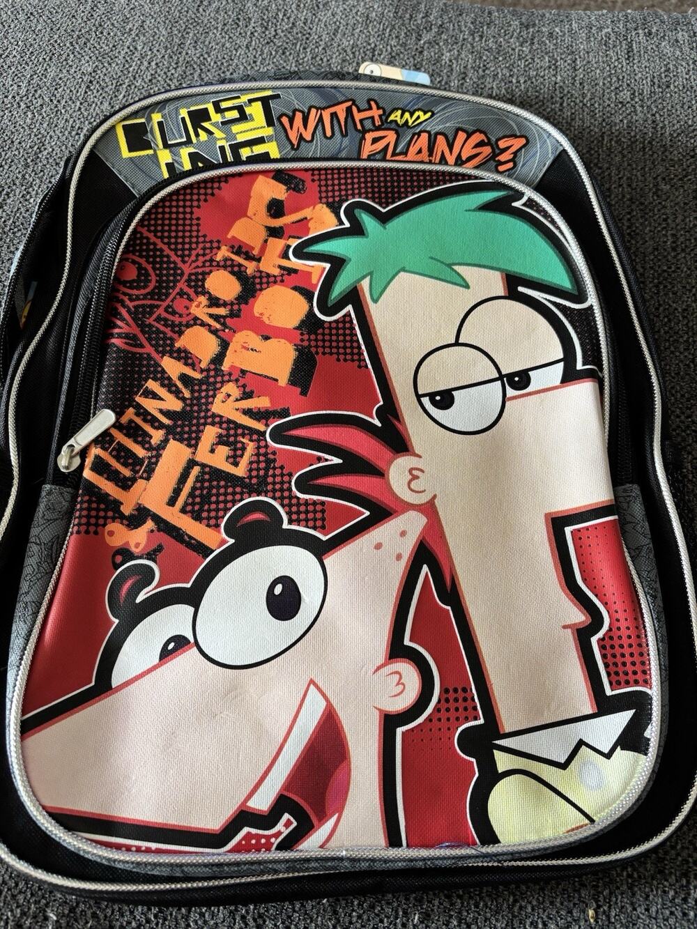 VTG 2011 Disney Phineas and Ferb 16" Backpack Global Design Concepts NWOB